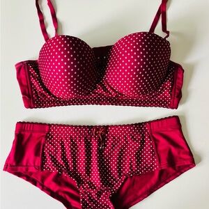 Polka Dot Red Bra Set-push-up